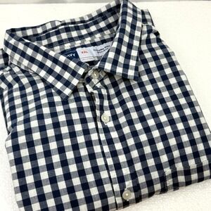 Old Navy‎ Men's XXL Navy Gingham Checked Button Down Shirt Grandpacore